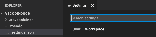Single-folder workspace settings