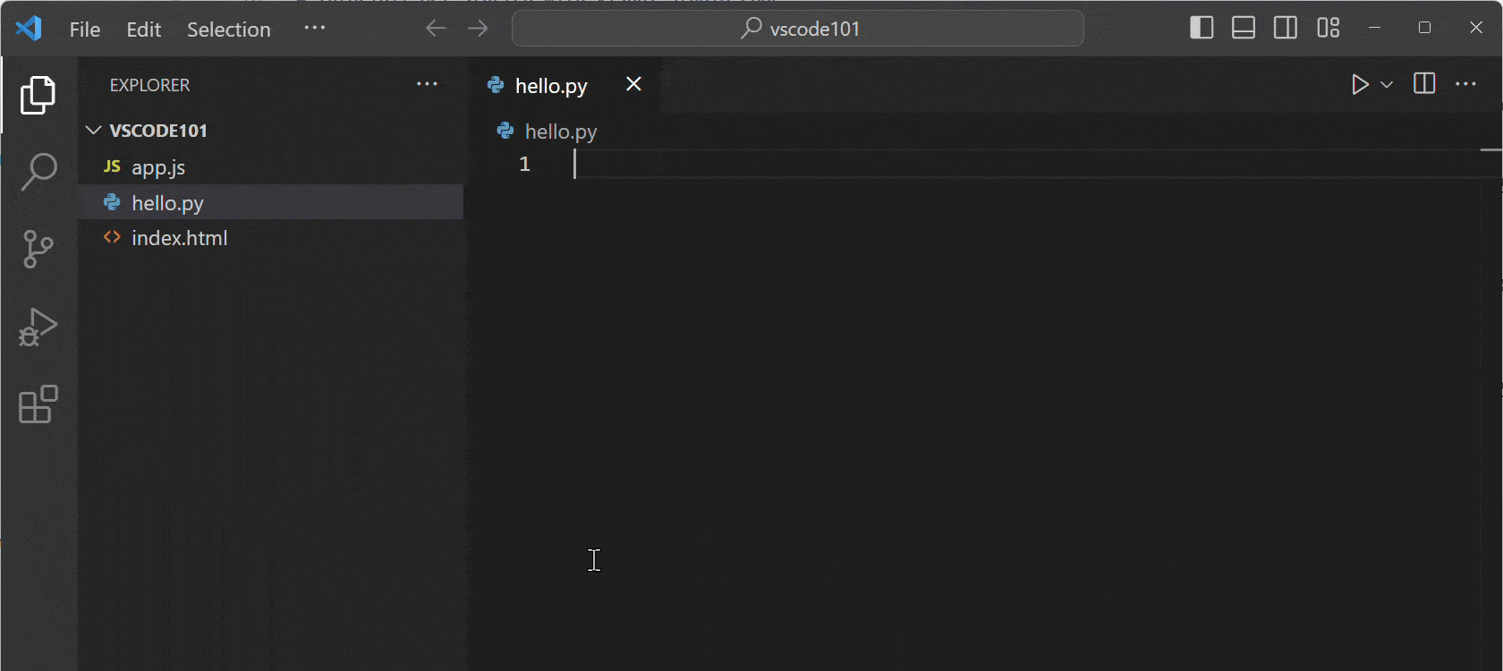 Screen capture that shows IntelliSense in action for a Python file.