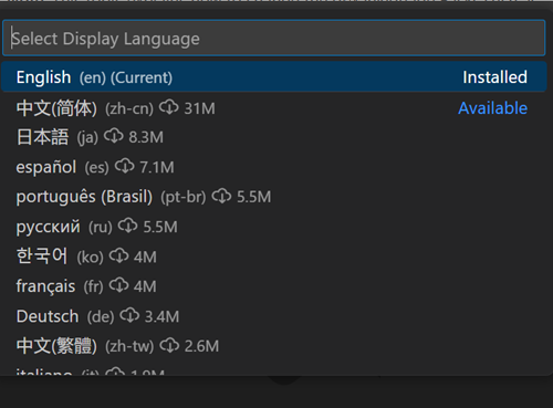 installed languages list