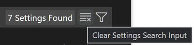Clear Settings Search Input button in the right of the Settings editor