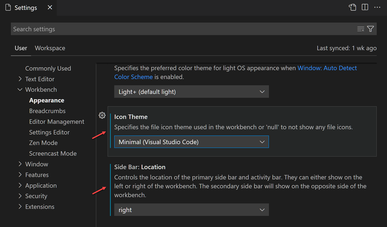 change visual studio code workspace