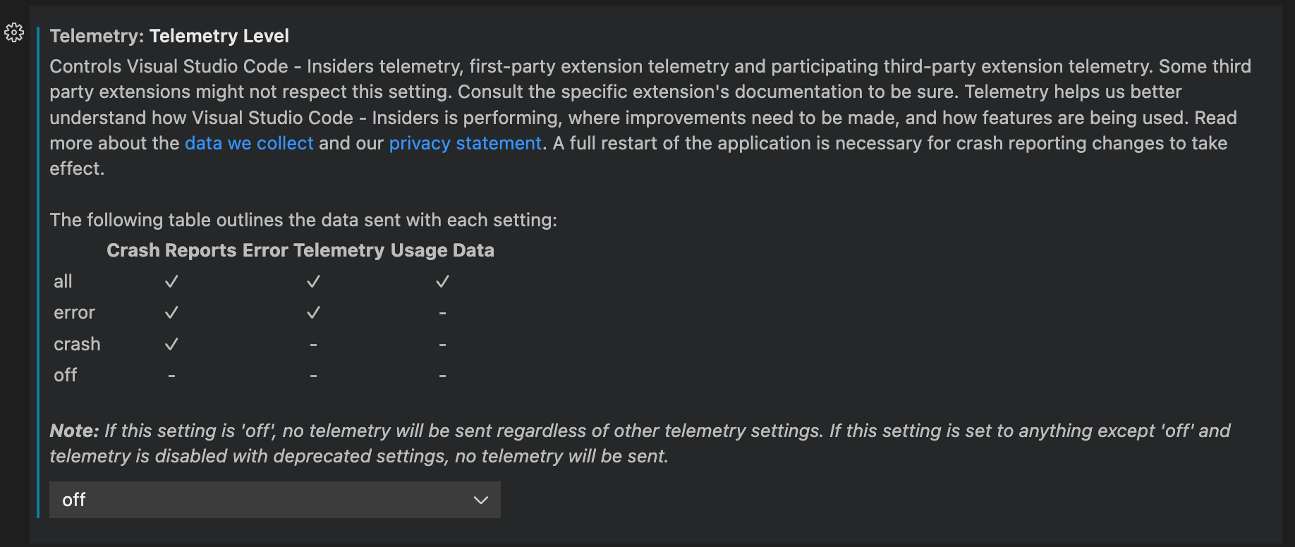 disable telemetry