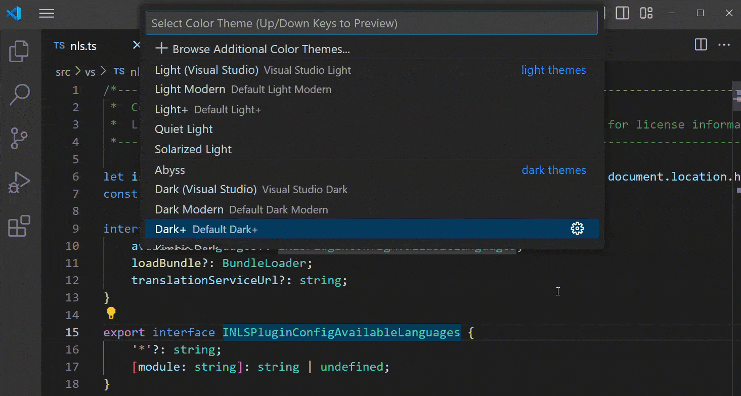 visual studio selected text color