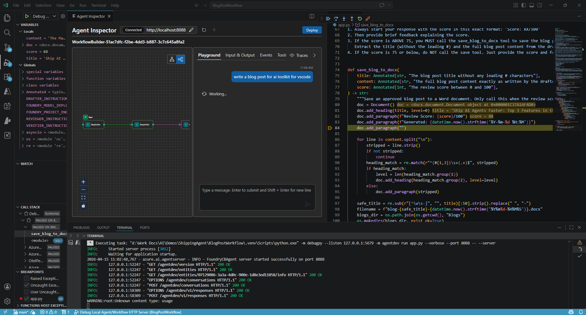 Screenshot showing workflow visualization
