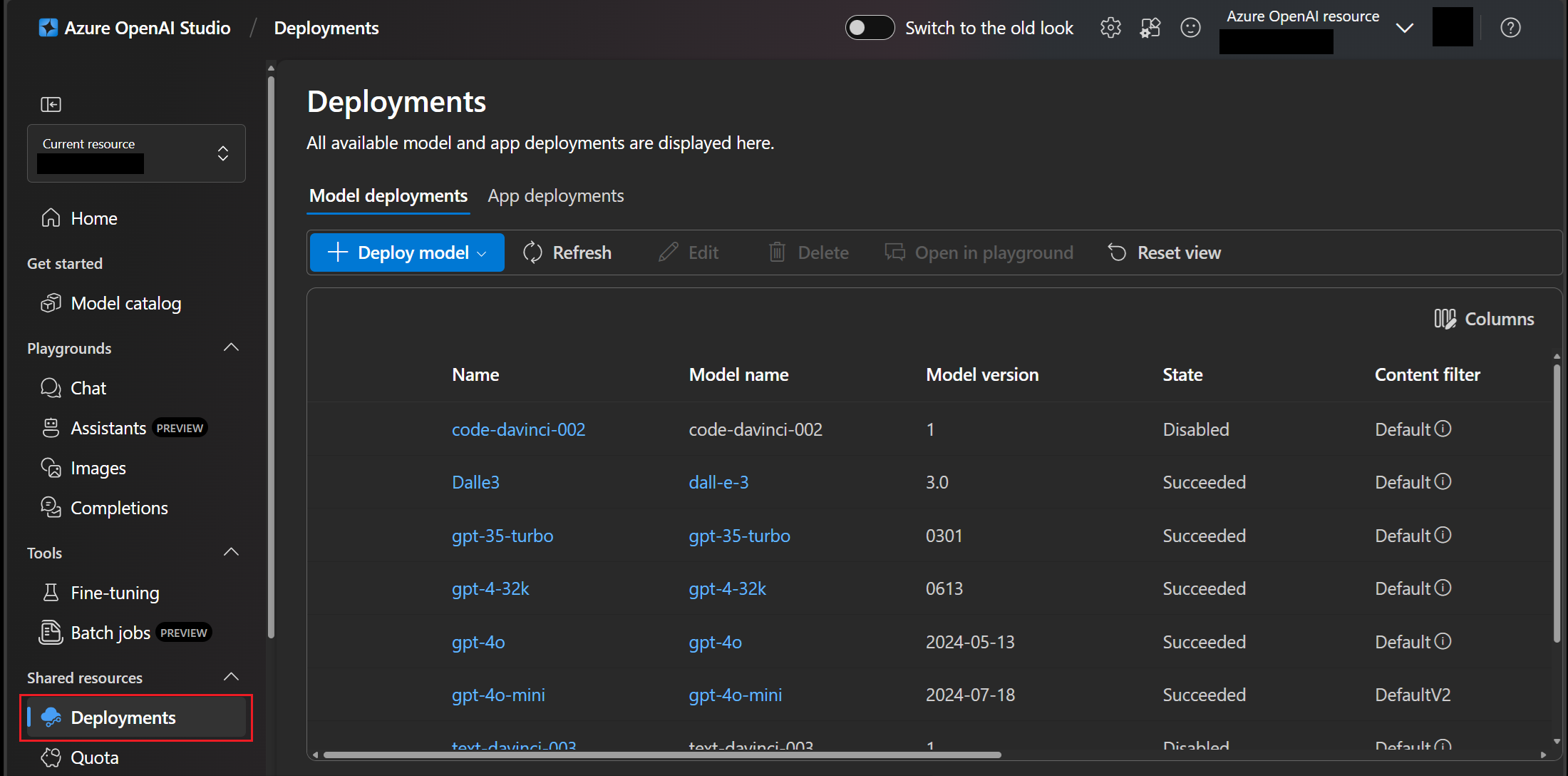 Select model deployment