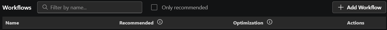 Screenshot showing the Add Workflow button.