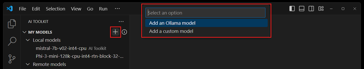 Select model type to add