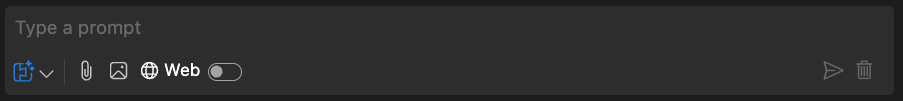 Chat prompt input box in AI Toolkit playground showing an attachment icon for adding files.