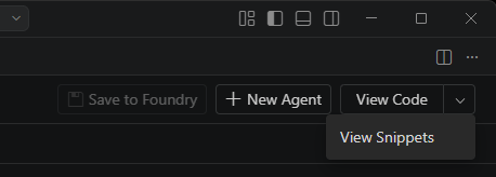 Screenshot of the selector to view code or view snippet