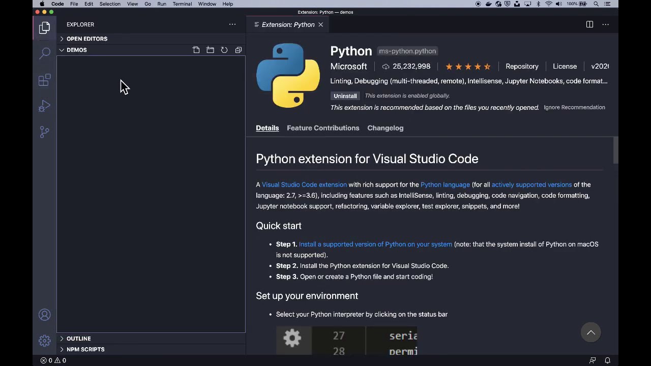 Watch Using extensions in Visual Studio Code on YouTube (opens in new tab).