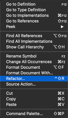 Refactoring source code in Visual Studio Code