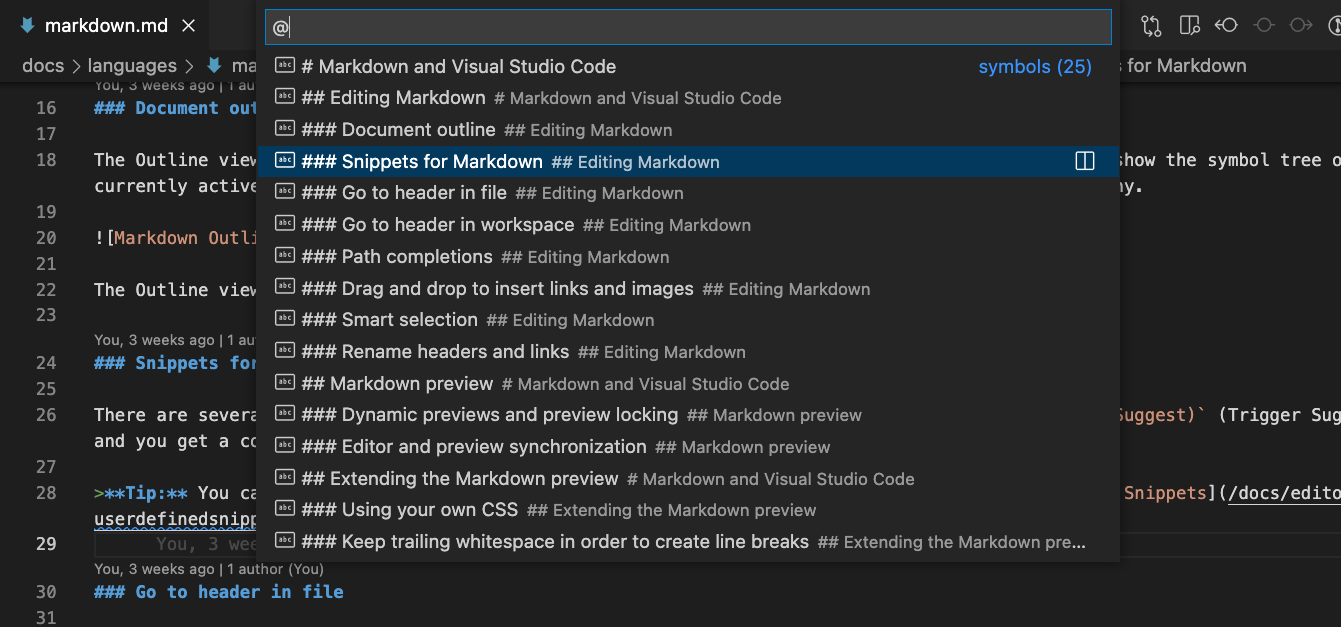 Markdown editing with Visual Studio Code