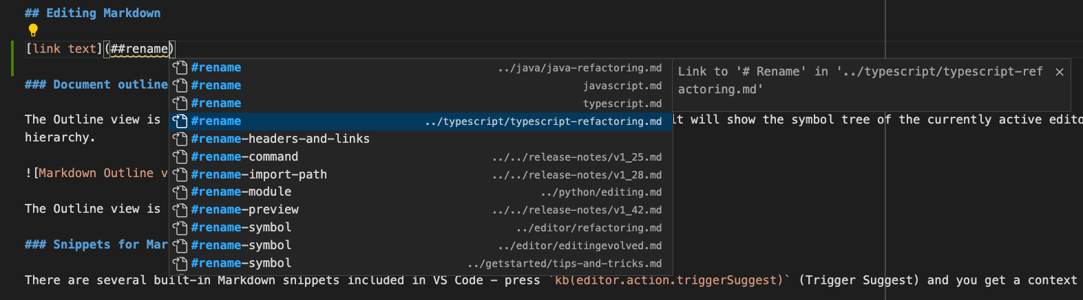 Markdown editing with Visual Studio Code