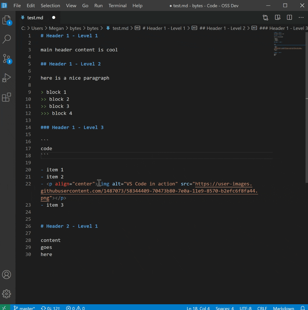 Vs code markdown