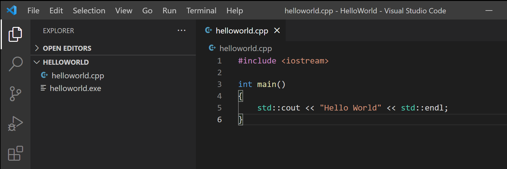 C++ programming with Visual Studio Code