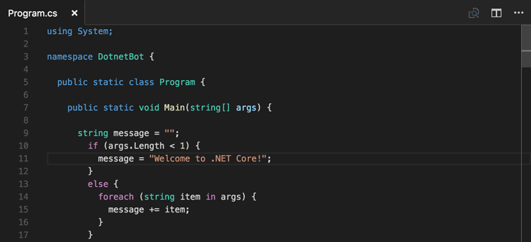 C# language within VS Code