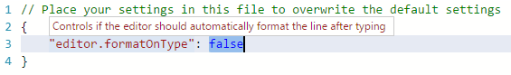 visual studio code format json