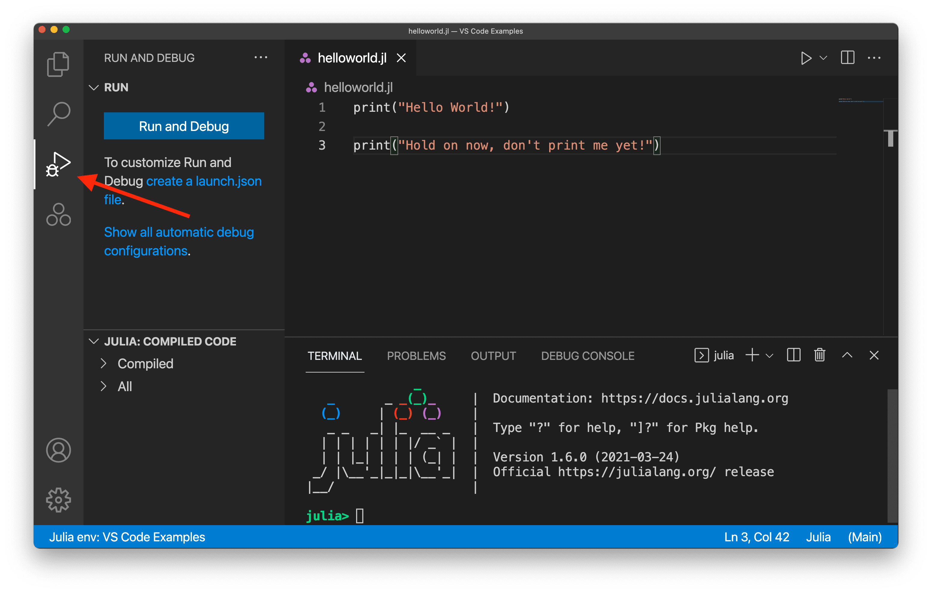 Getting started debugging Julia code