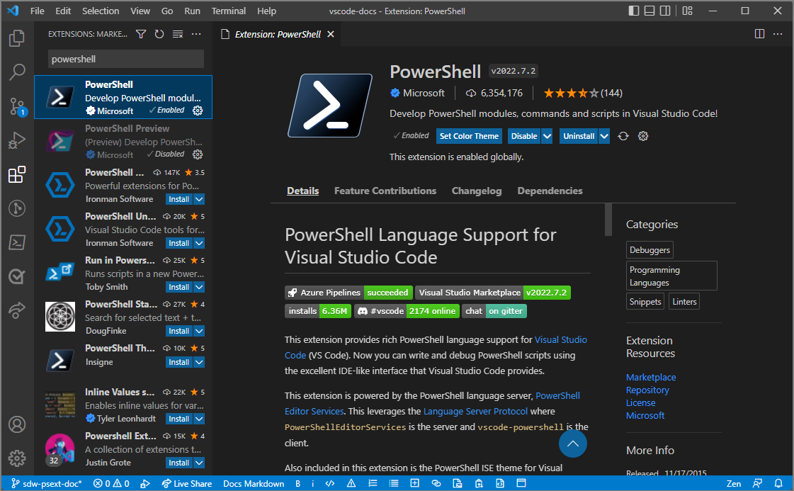 PowerShell editing with Visual Studio Code