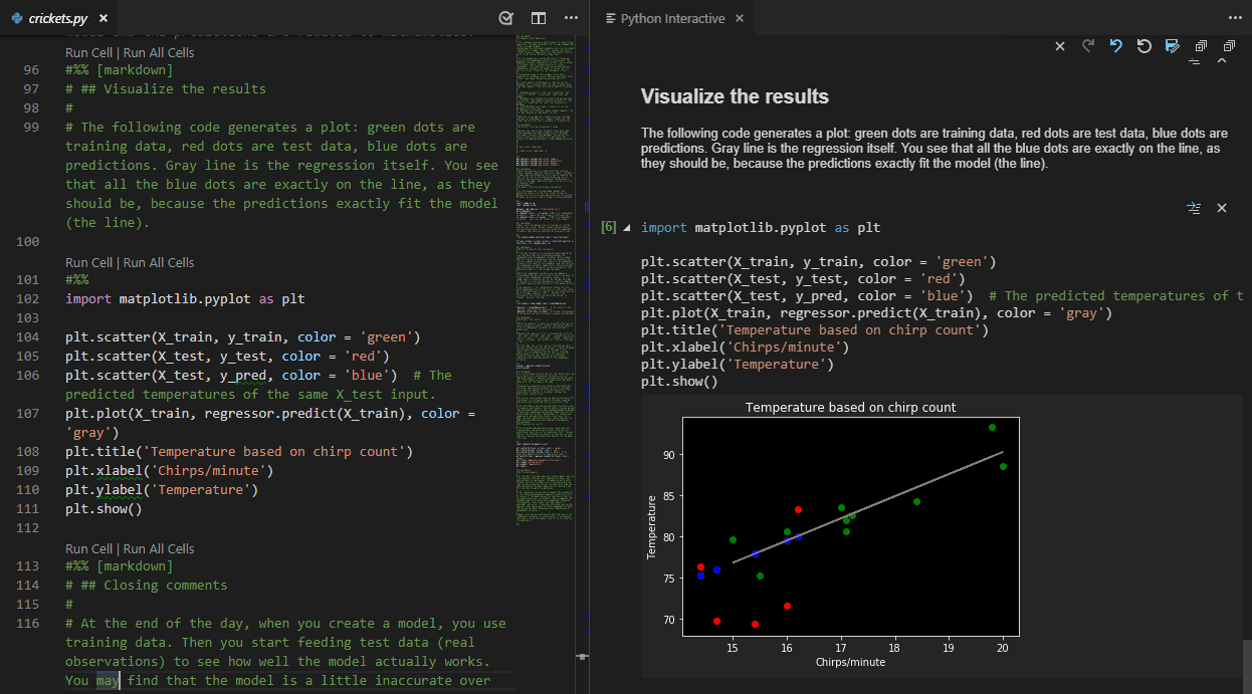 Jupyter notebook running in VS Code and the Python interactive window