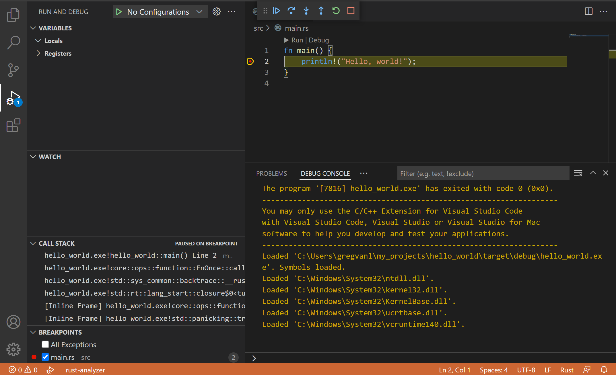 Rust With Visual Studio Code
