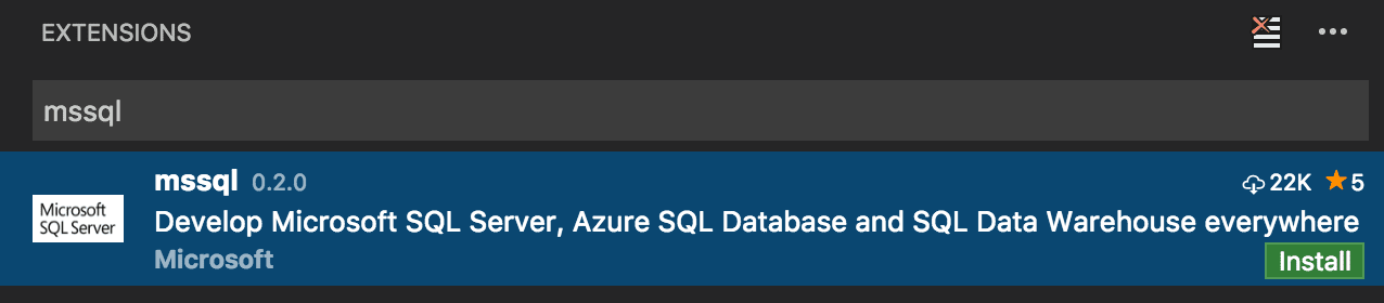 install mssql extension