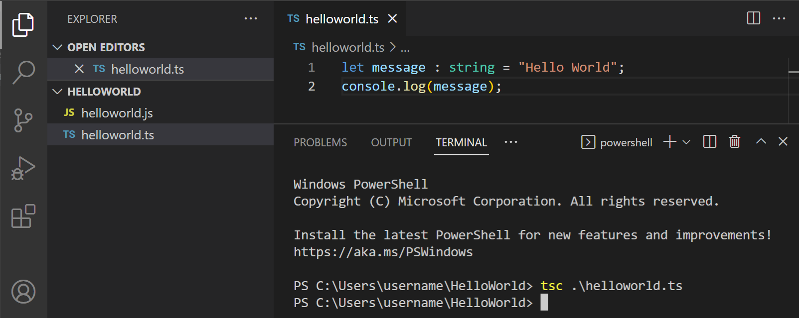 compiled hello world