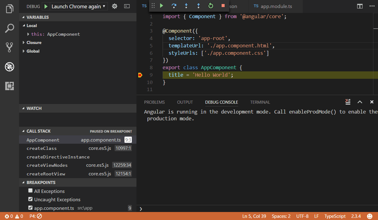 Angular TypeScript Tutorial in Visual Studio Code