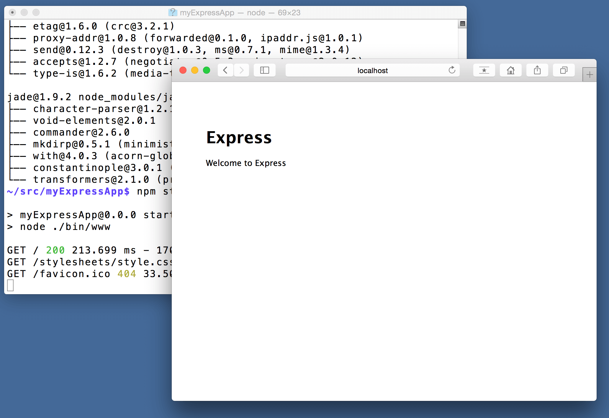 installare express js 