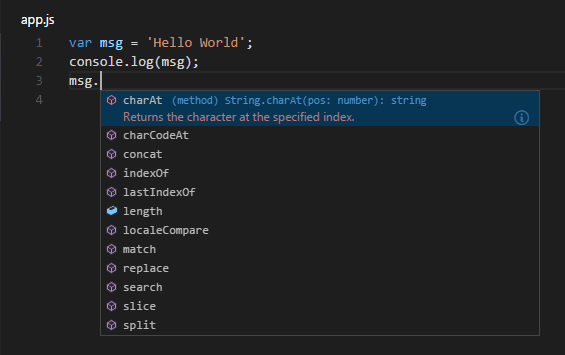 visual studio code intellisense