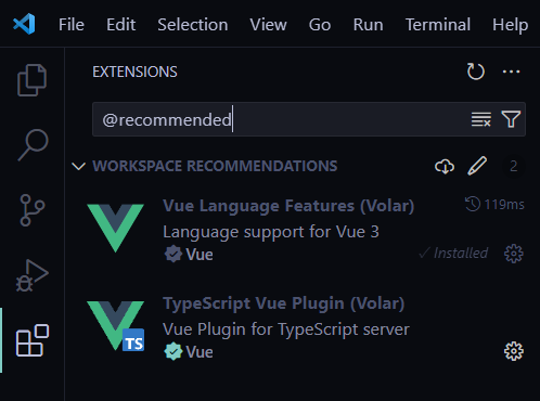 Vue recommended extensions