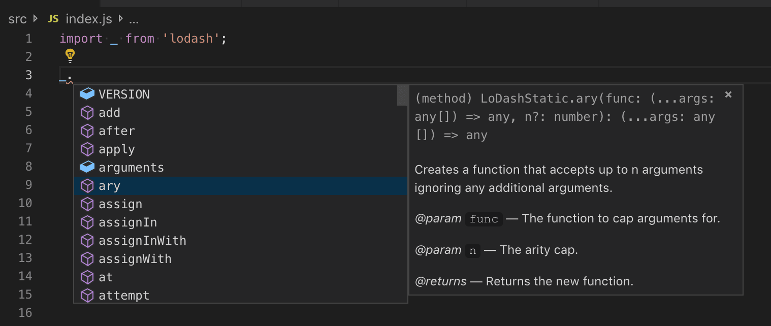 VS Code: enable javascript intellisense in typescript project