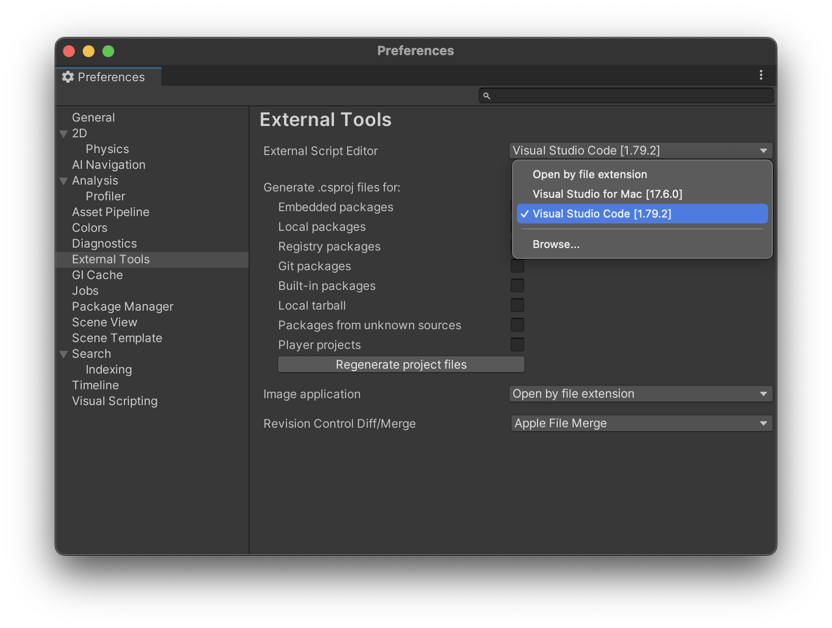 External tools. Unity code.