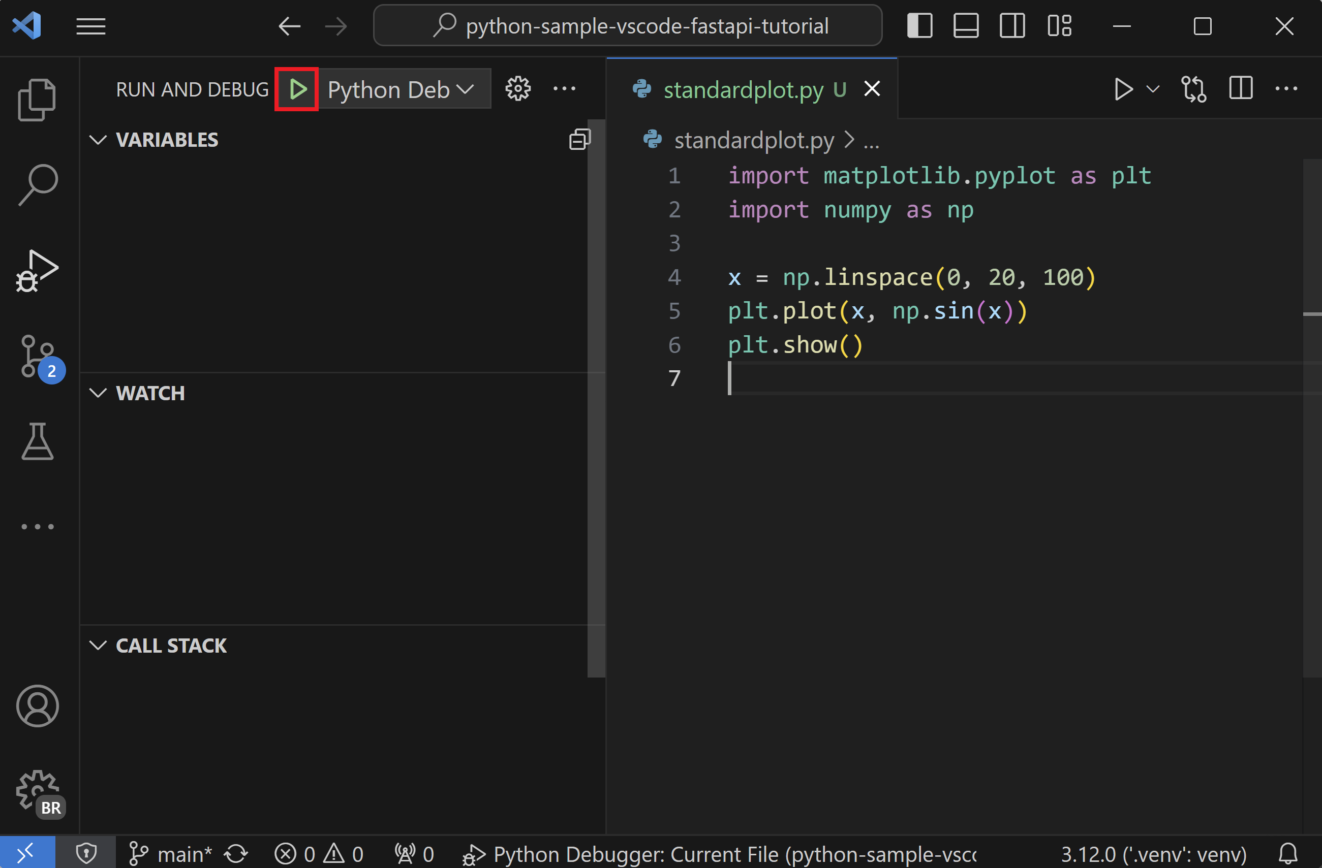 how to send arg with visual studio code python