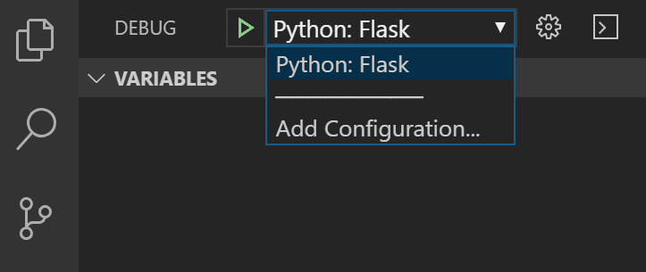 Flask tutorial: selecting the Flask debugging configuration