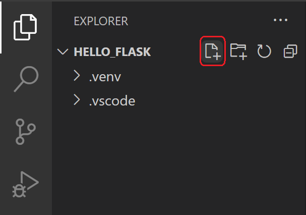 Flask tutorial: new file icon in Explorer View