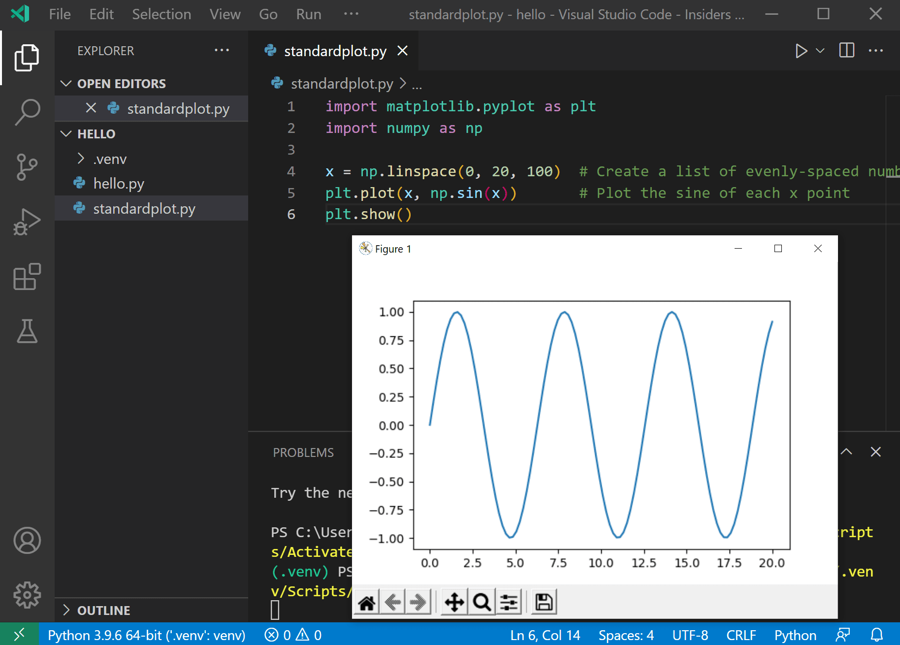 matplotlib output