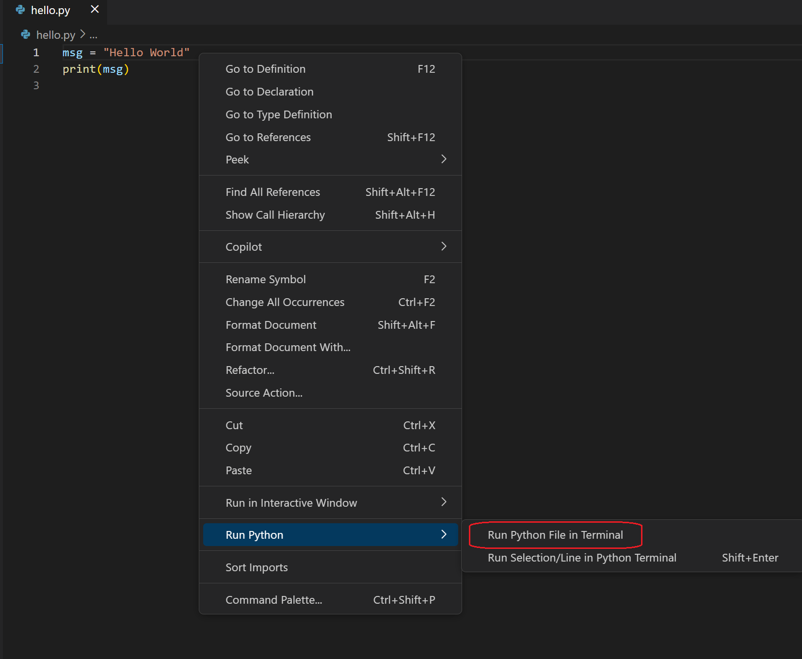 how to run a code in visual studio