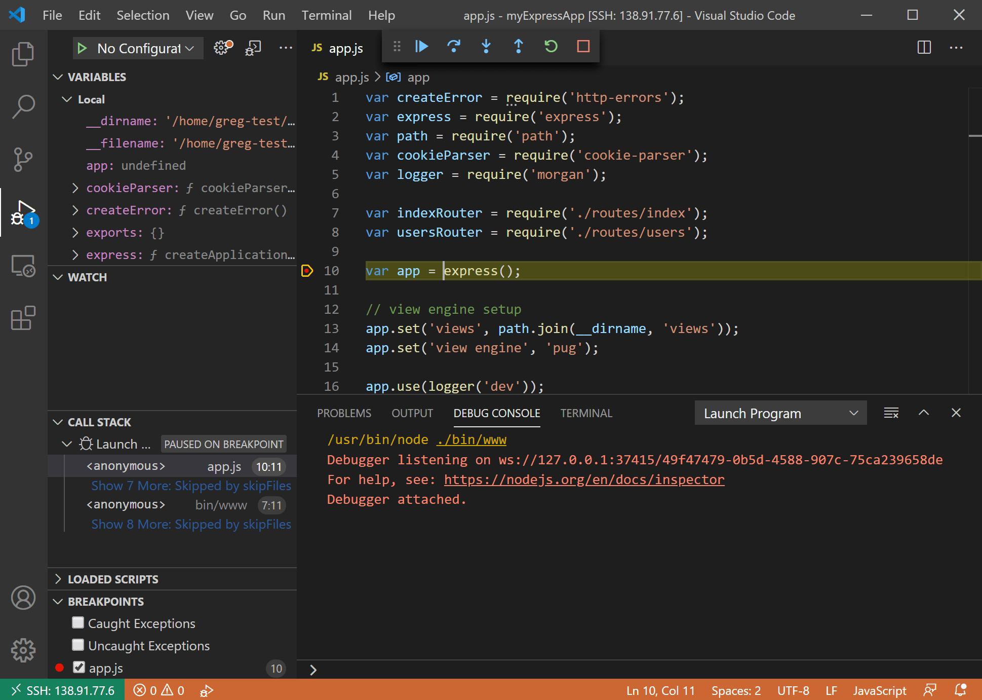 Connect over SSH with Visual Studio Code