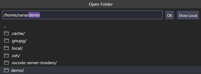 Remote open folder