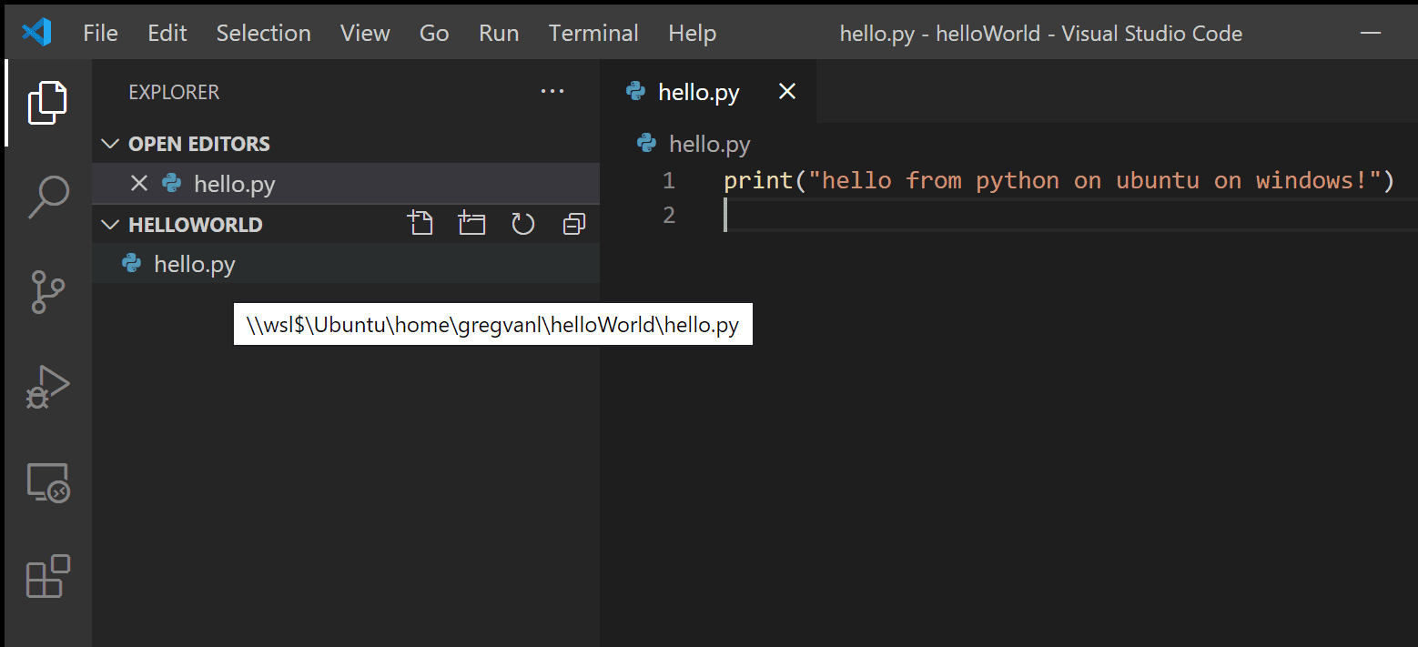 Work In Windows Subsystem For Linux With Visual Studio Code