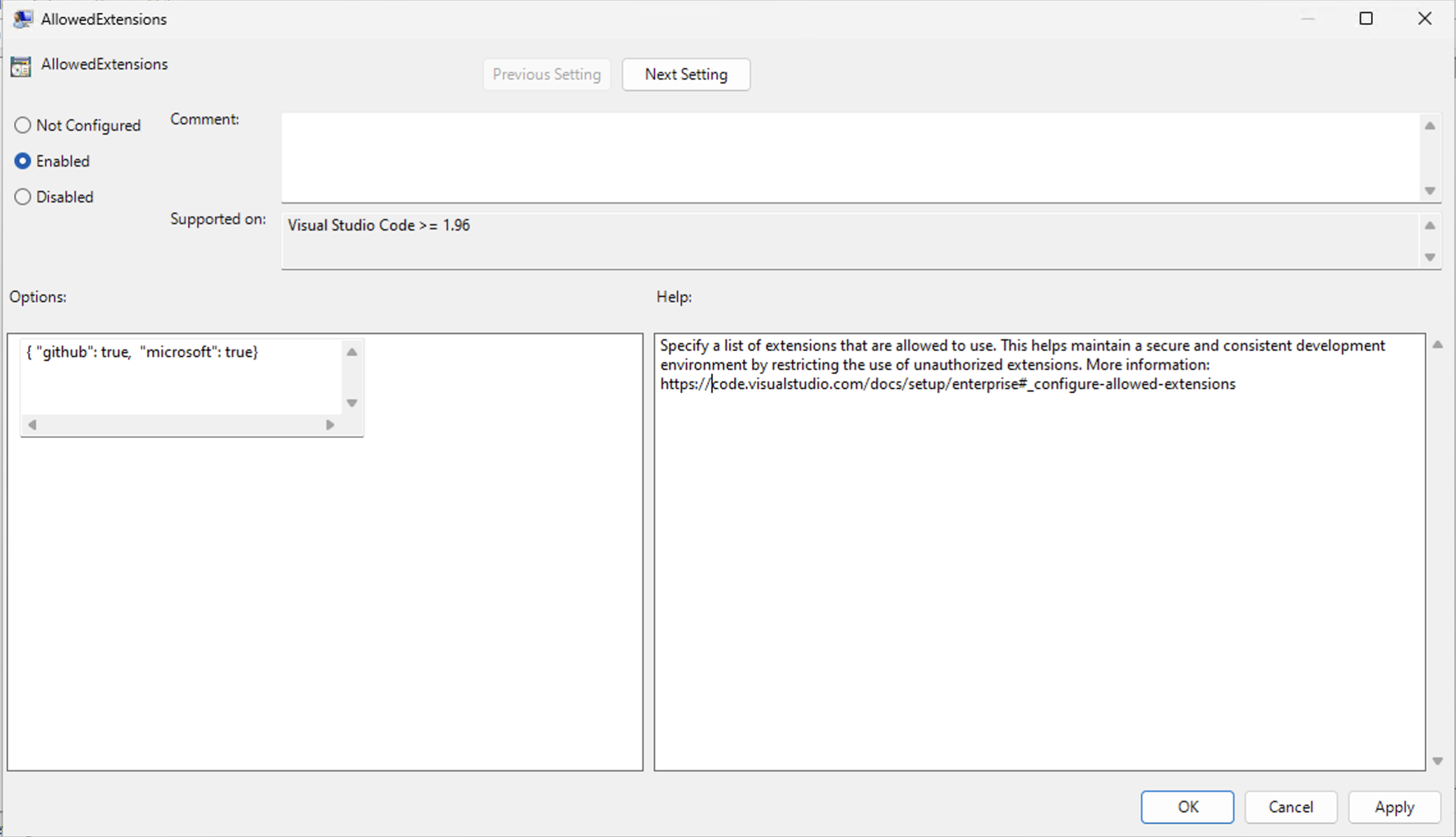Configuring AllowedExtensions from the Local Group Policy Editor