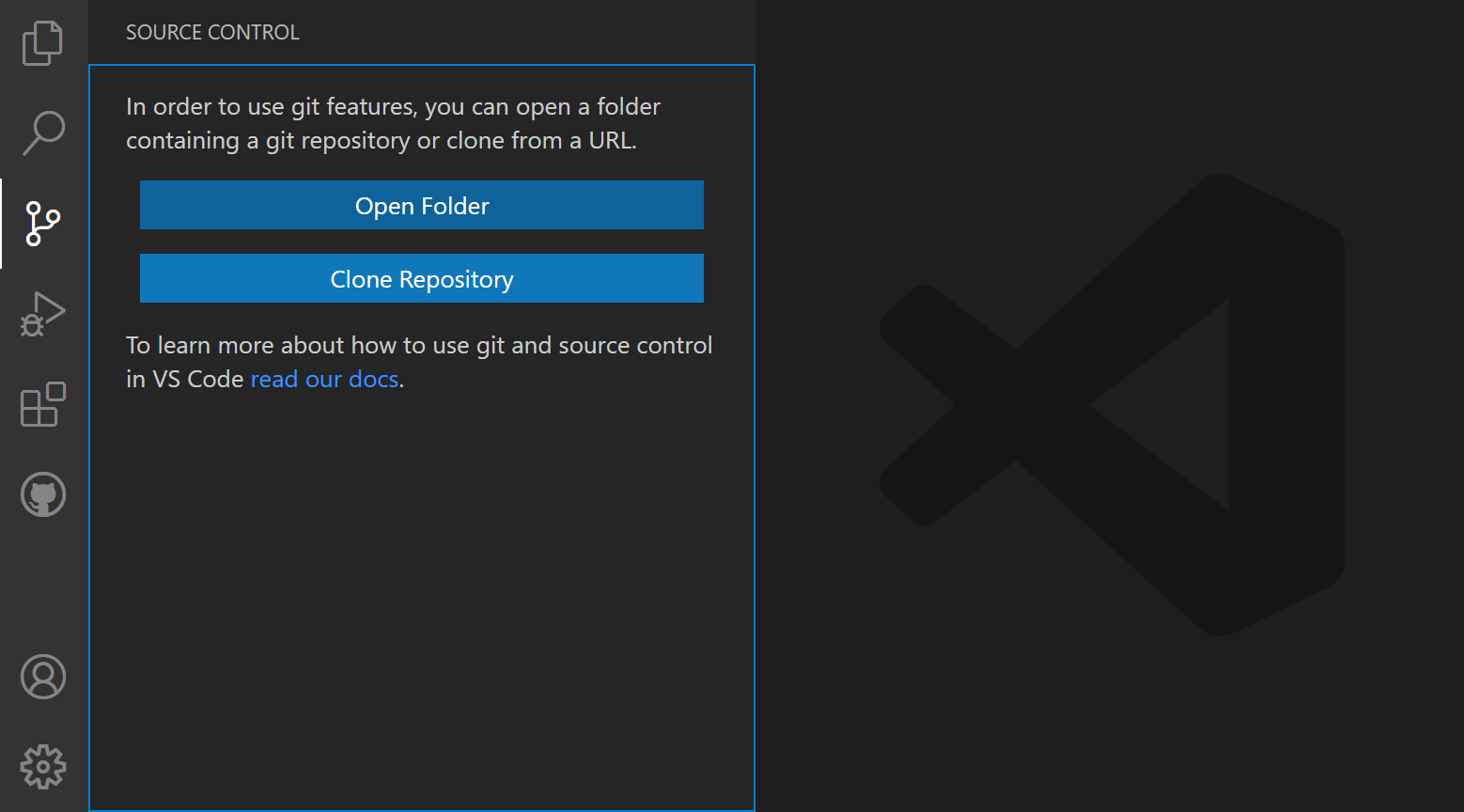 Clone Repository button in the Source Control view