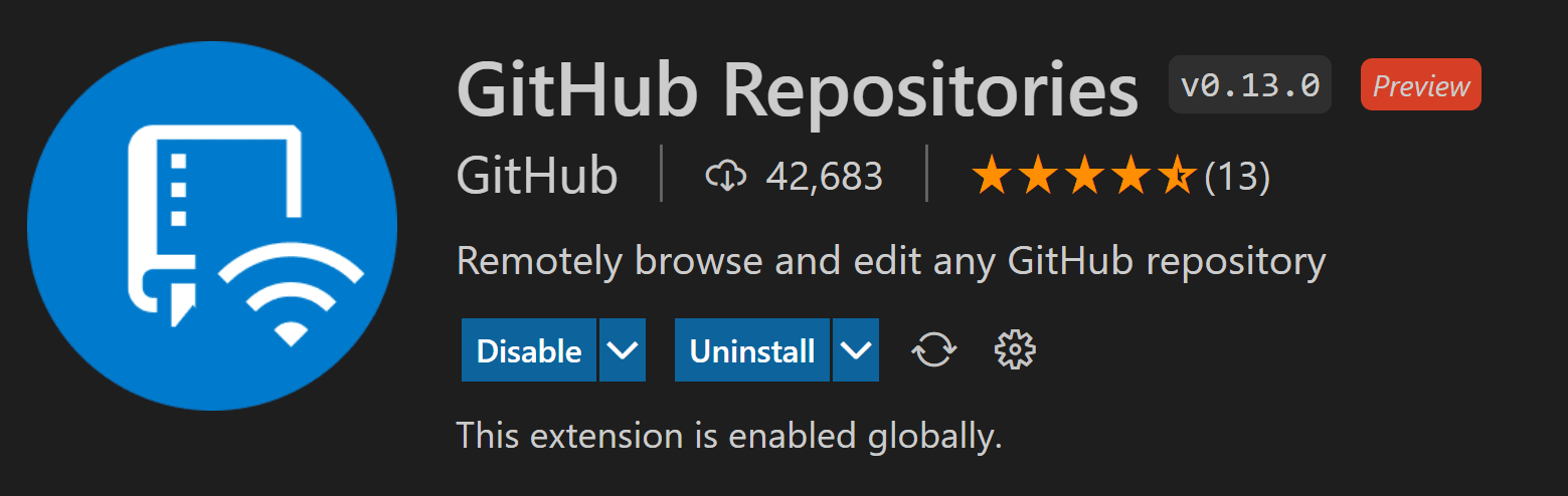GitHub Repositories extension
