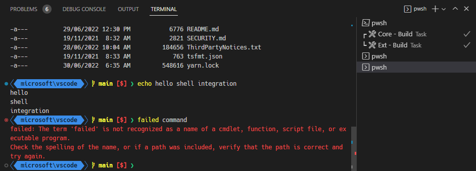 Terminal Shell Integration in Visual Studio Code