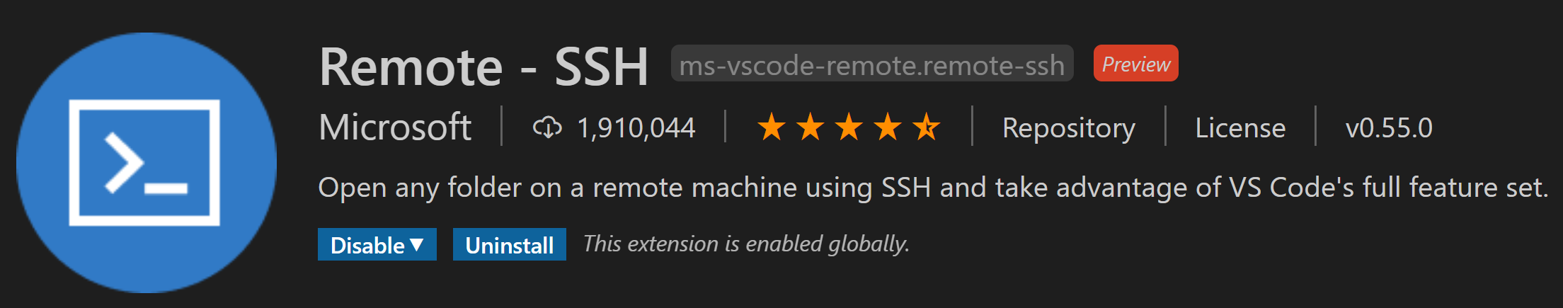 Remote SSH extension