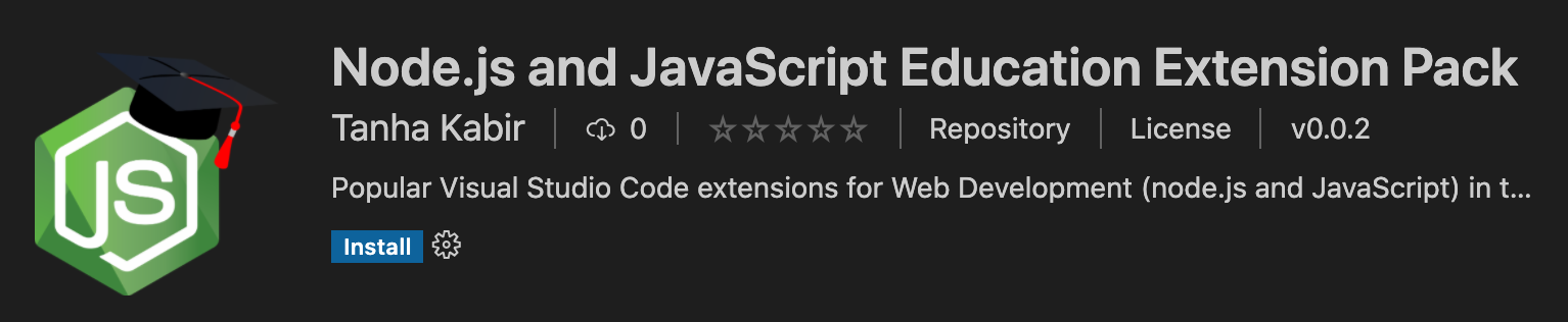 Node.js and JavaScript Education Extension Pack