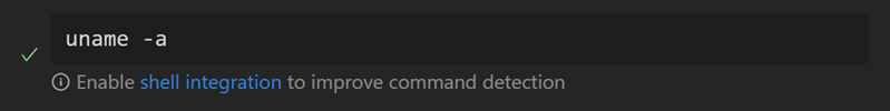 Screenshot of a message in the Chat view saying "Enable shell integration to improve command detection".