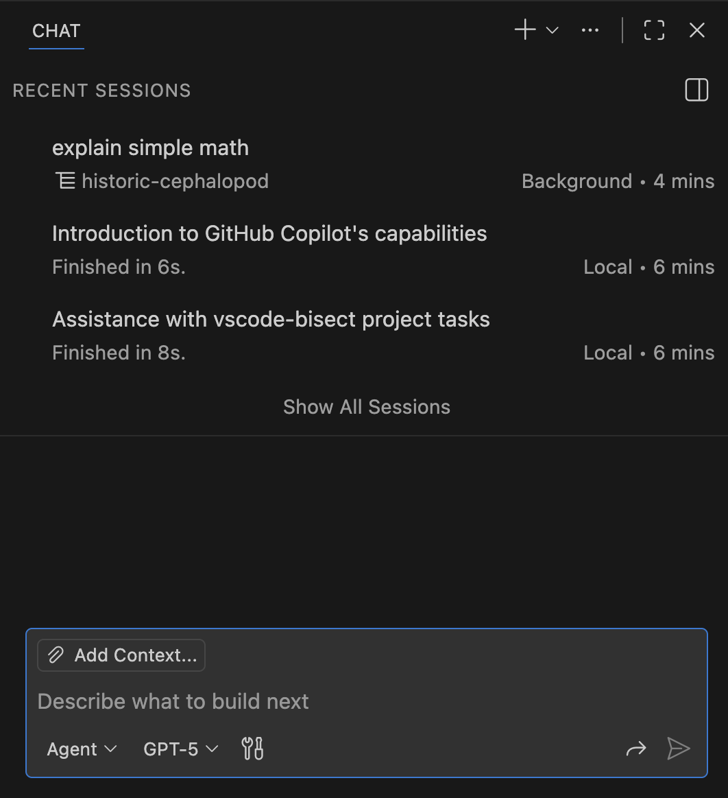 Screenshot of empty chat view with the icon and welcome text hidden.