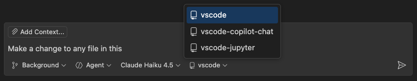 Screenshot showing multi-root support in background chat input.